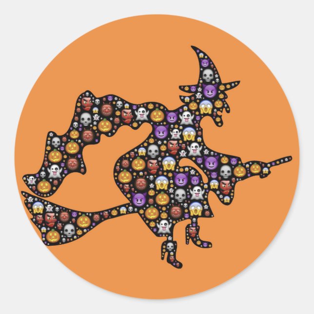 autocollants de sorcière halloween emoji (Devant)