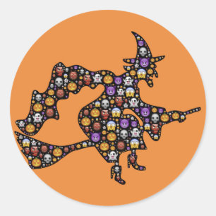 autocollants de sorcière halloween emoji