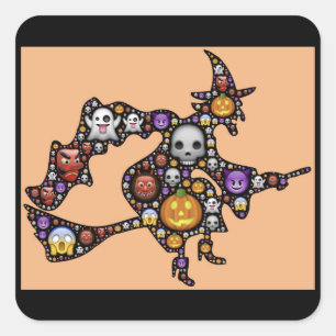 autocollants de sorcière halloween emoji