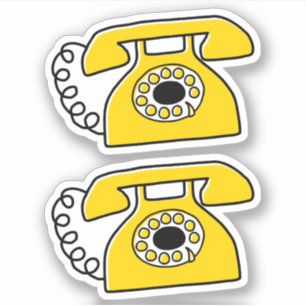 Autocollants de téléphone jaune rétro