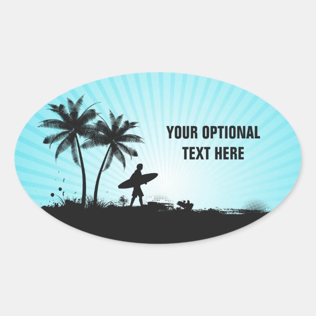 Autocollants de texte personnalisés de Beach Surfe (Devant)