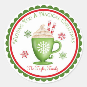 Autocollants de vacances de chocolat chaud de Noël
