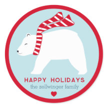 autocollants de vacances ronds - ours polaires - b