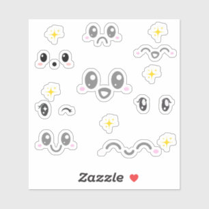 Autocollants d'expression de visage Kawaii