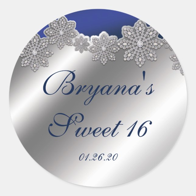 Autocollants d'hiver flocon de neige cristal bleu  (Devant)