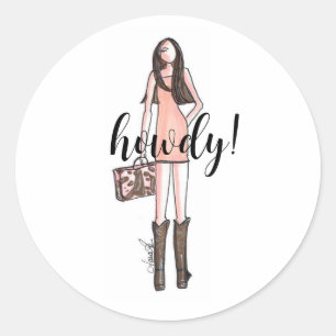 Autocollants d'illustration de mode cowgirl