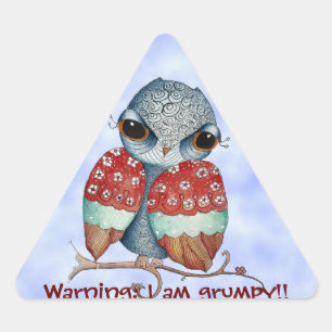 Autocollants drôles de hibou grincheux lunatique