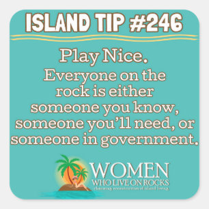 Autocollants du bout #246 d'île (aqua, carré)