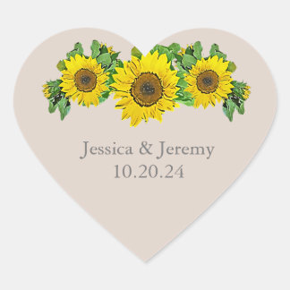 Autocollants du coeur de tournesol
