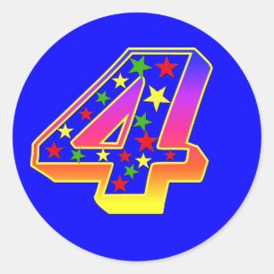 Autocollants du numéro 4 d'étoiles