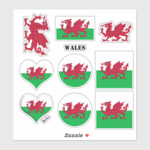 Autocollants du Pays de Galles & Drapeau gallois,