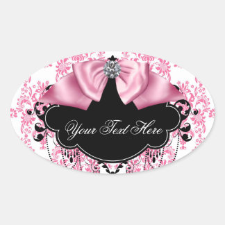 Autocollants élégants rose et noir damassé