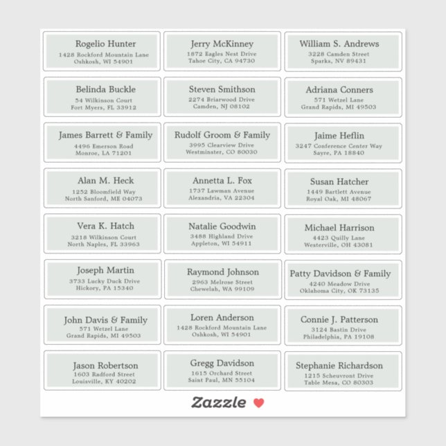 Autocollants étiquettes de adresse invités mariage (Feuille)