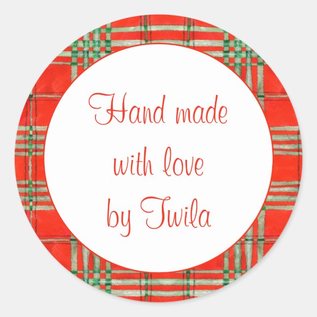 AUTOCOLLANTS "FABRIQUÉS À LA MAIN" Ronds 1,5" TART (Devant)