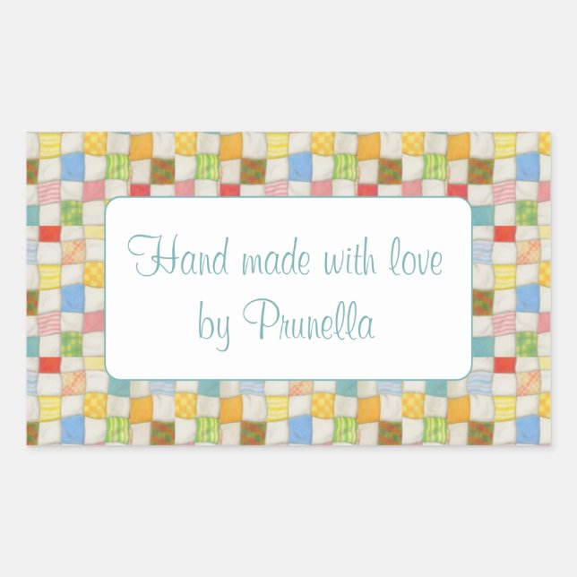 Autocollants "Fait Main" Rectangle CRAZY QUILT (Devant)