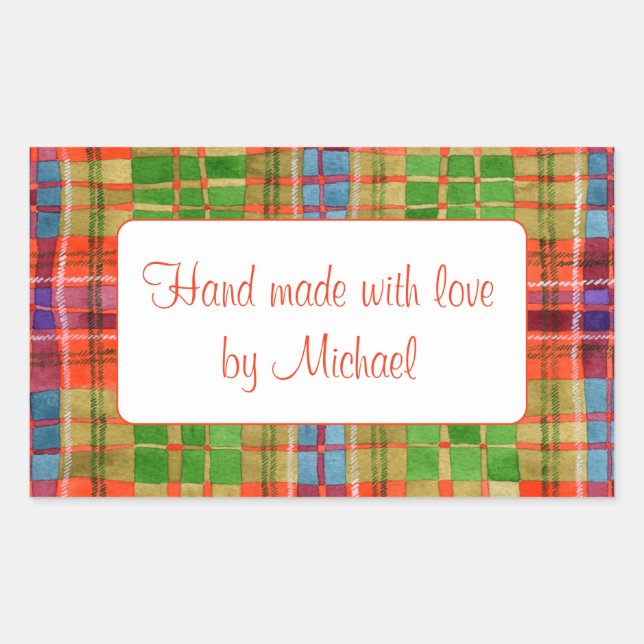 Autocollants "Faits Main" Rectangle MAC RAE TARTAN (Devant)