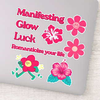 Autocollants Fleurs Roses Manifestant Chance
