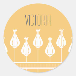 Autocollants floraux Art déco corail