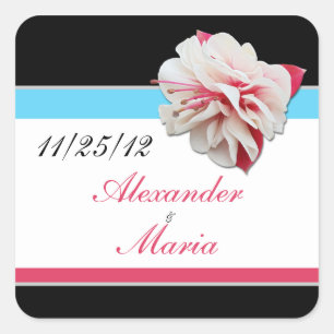 Autocollants Fuchsia Flower Pink & Aqua Wedding
