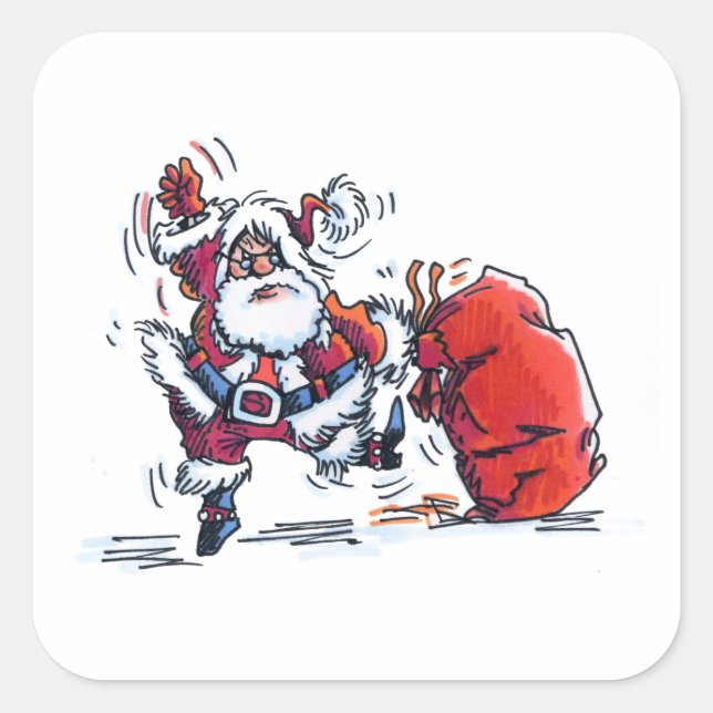 Autocollants grand carré Père Noël en colère (Devant)