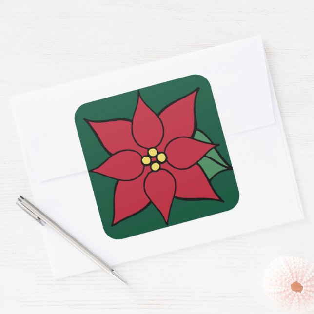 Autocollants Grande Poinsettia (Enveloppe)