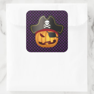 Autocollants Halloween-Citrouille Pirate