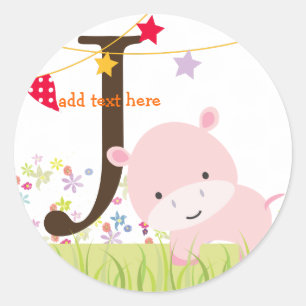 Autocollants Hippo rose/ajouter monogramme