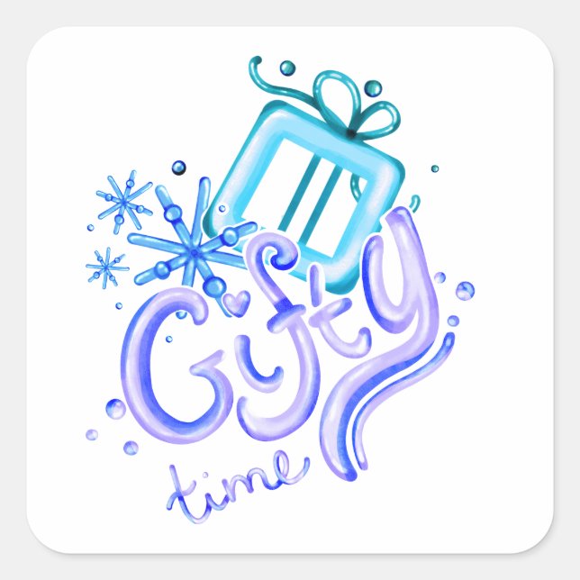 Autocollants hivernaux Gifty Time avec cadeau et f (Devant)