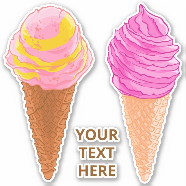 Autocollants Ice Cream Cones en texte personnalisé (Devant)