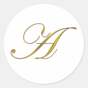 Autocollants initiale A monogramme or