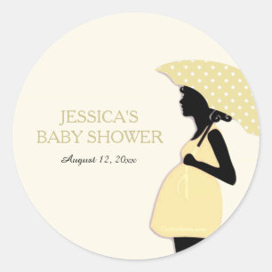 Autocollants jaunes de baby shower de parapluie de