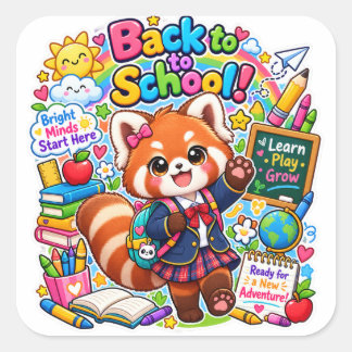 Autocollants Kawaii Panda Rouge de Rentrée Scolair