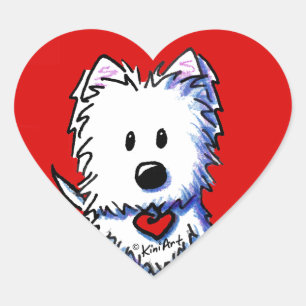 Autocollants KiniArt Westie cœur rouge