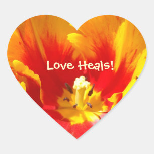 Autocollants Love Heals ! en forme de coeur Tulipe