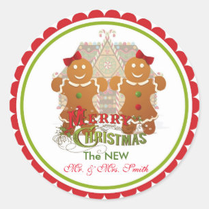 Autocollants mariés de couples de pain d'épice de