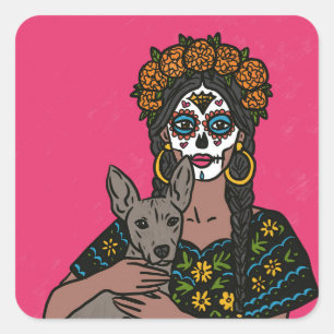 Autocollants Marigold et chien Xolo pour le Dia de