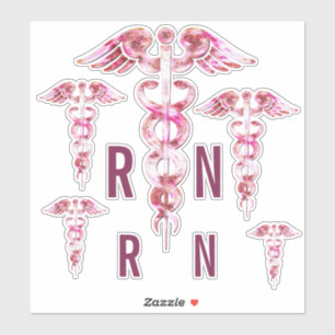 Autocollants Médicales RN Pink Caduceus
