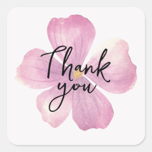 Autocollants Merci - Fleur Aquarelle Violette
