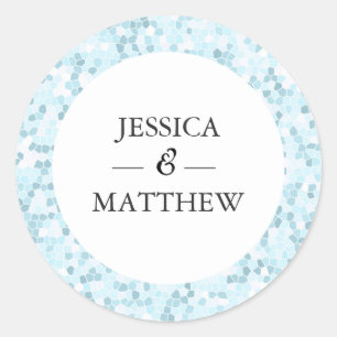 Autocollants Merci mariage Aqua Moasic