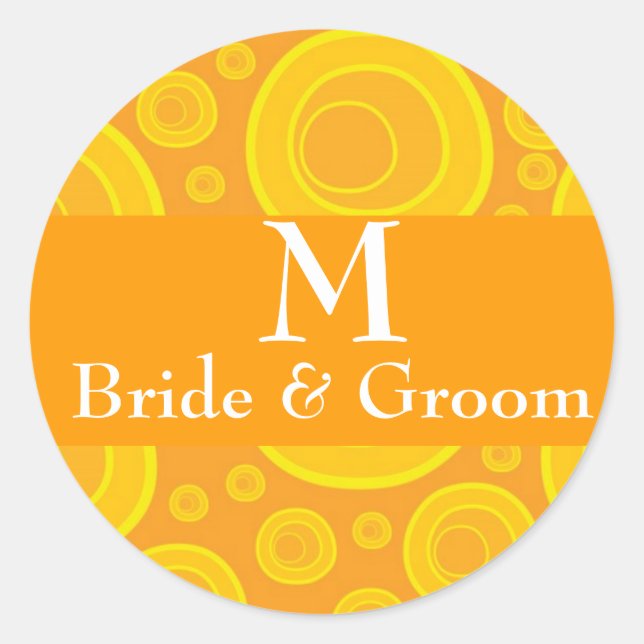 Autocollants Moderne Retro Mariage Monogram Design (Devant)