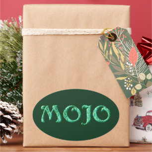 Autocollants mojo vert ovale