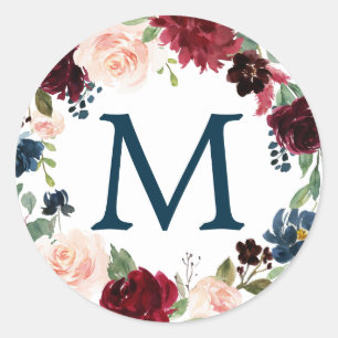 Autocollants Monogramme Favoris Navy Bordeaux
