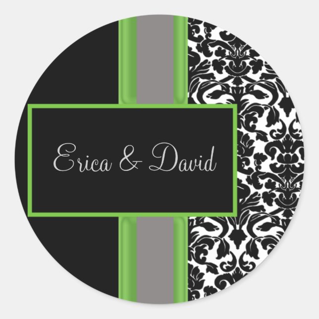 autocollants Monogrammes mariage damassé (Devant)