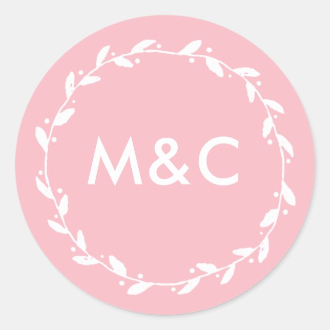 Autocollants monogrammes mariage rose (Devant)