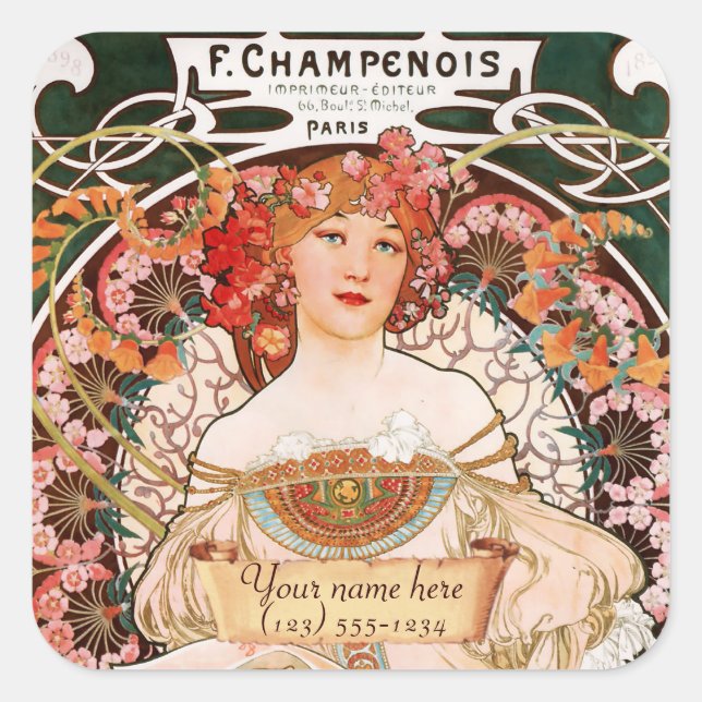 Autocollants Mucha Art Nouveau (Devant)