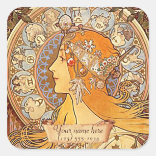 Autocollants Mucha Zodiac Art Nouveau