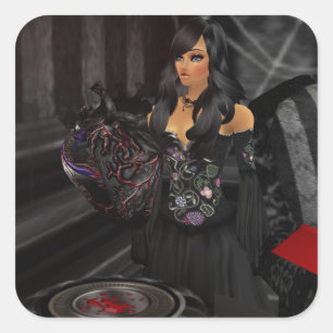 Autocollants noirs gothiques de coeur