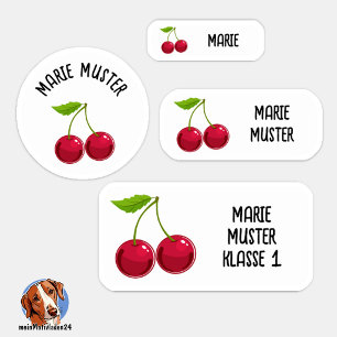Autocollants nominatifs cerise sucrée – Set de 24 