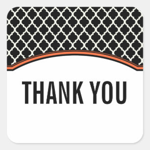 Autocollants Orange Elegant Quatrefoil Merci