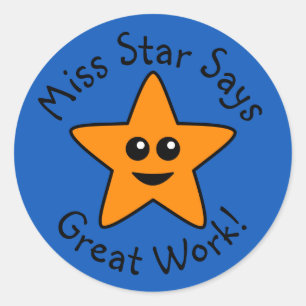 Autocollants Orange Happy Star Great Work